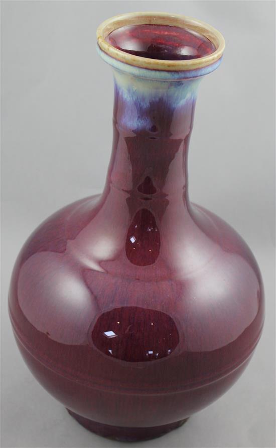 A Chinese flambe glazed bottle vase, 35.5cm